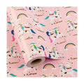 MAYPLUSS Christmas Wrapping Paper Roll - 17 Inch X 33 Feet - Fairytale Christmas Baby Pink Unicorn, Snow, Santa Claus, Rainbow Design Girl Holiday Winter Gift Wrap for Baby Shower, Party & Wedding
