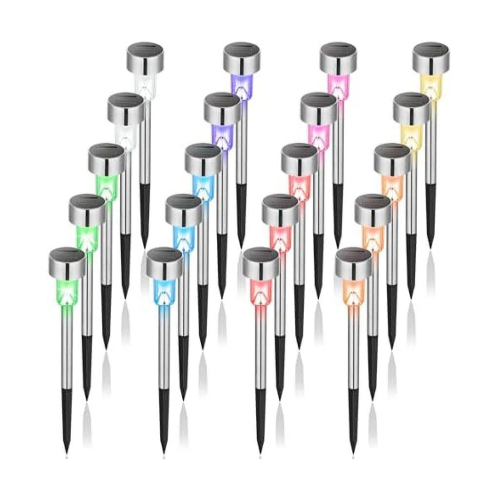 GIGALUMI Outdoor Waterproof Multicolor Solar Garden Lights, 20 Pack