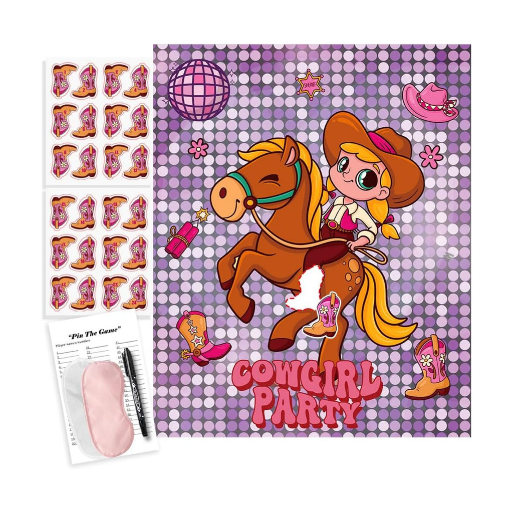 Western Cowgirl Birthday Party Games for Kids Pin The Boot on The Cowgirl Game for Western Rodeo Disco Birthday Party Decorations Favors Supplies - 24 Stickers