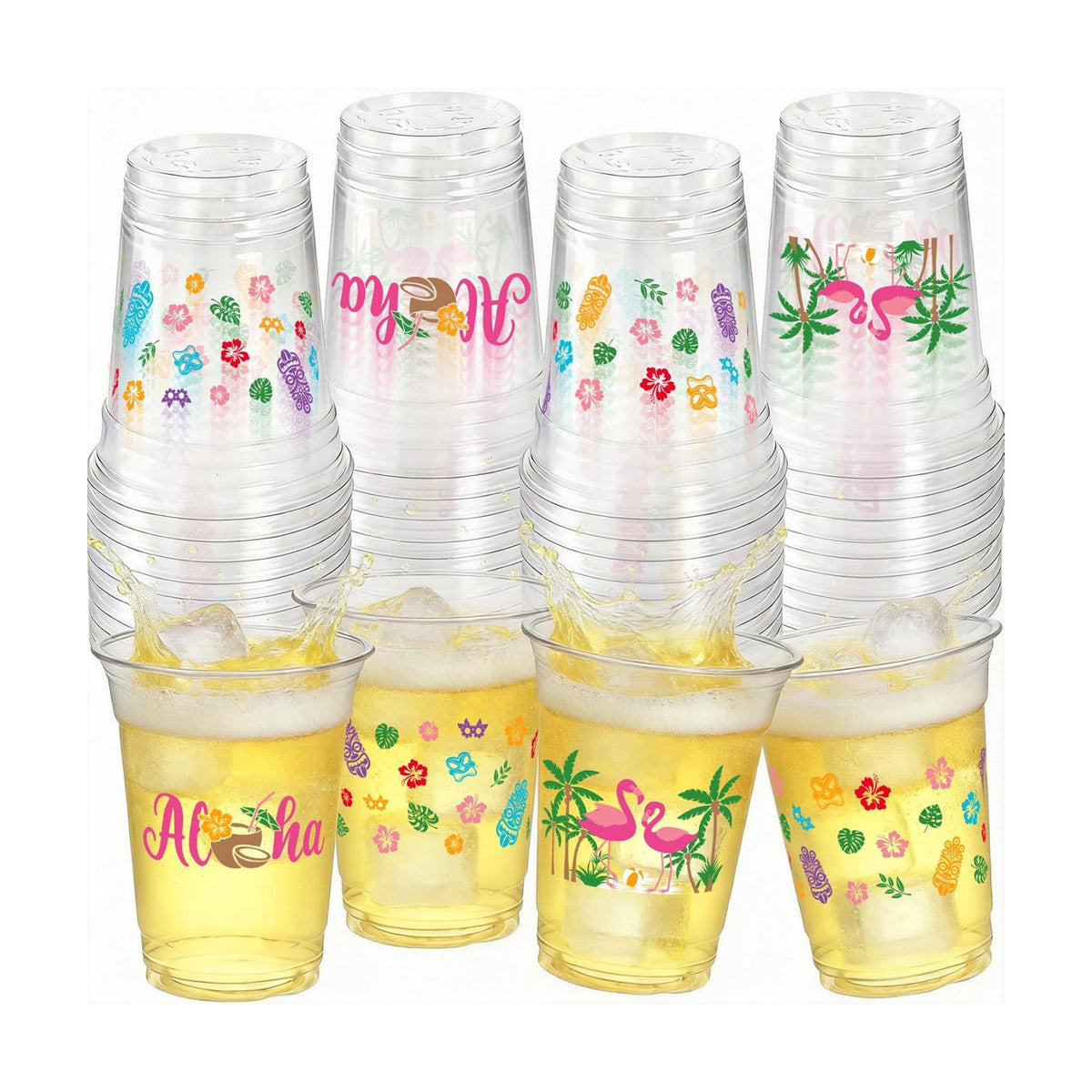 Hawaiian Luau Party Decorations Cups for Tiki Tropical Party Decor Supplies