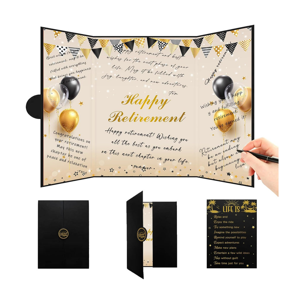 Roetyce Retirement Party Decorations, Black Gold Retirement Guest Book