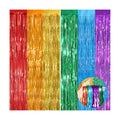 Rainbow Tinsel Backdrop Foil Fringe Curtains, 2 Pack Party Decor