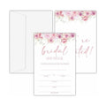 Bridal Shower Invitations, 25 Pink Floral Invites with Envelopes for Bridal Shower Reception Engagement Party, Garden Flower Wedding Party Cards - B10