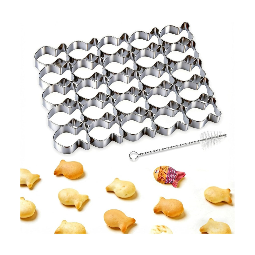 AIERSA Goldfish Cracker Cutter, 25 Cavity Goldfish Cookie Cutter Mold
