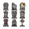 JOYIN 16" 9 Pcs Halloween Tombstones Decorations Outdoor, Graveyard Yard Lawn Plastic Headstones with 18 Metal Stakes for Halloween Cemetery, Indoor Decorations, Prop, Party Decor Supplies
