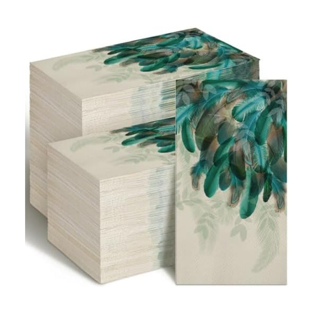 Seajan 200 Pcs Peacock Napkins Disposable Paper Hand Towels for Bathroom