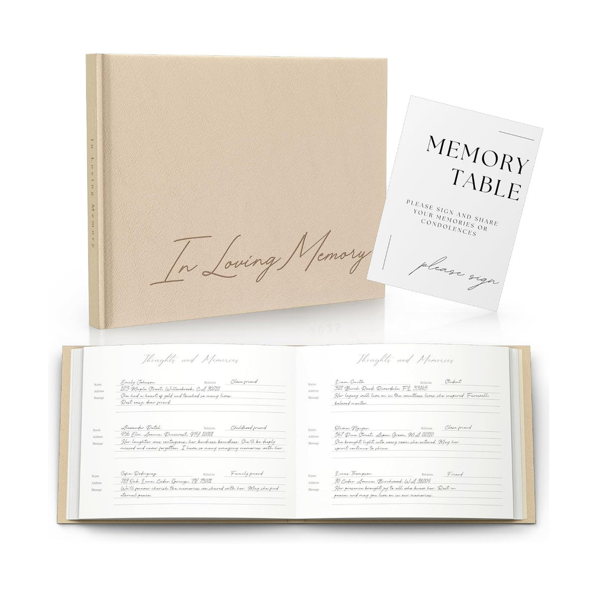 Funeral Guest Book for Celebration of Life Memorial Service with Table Sign