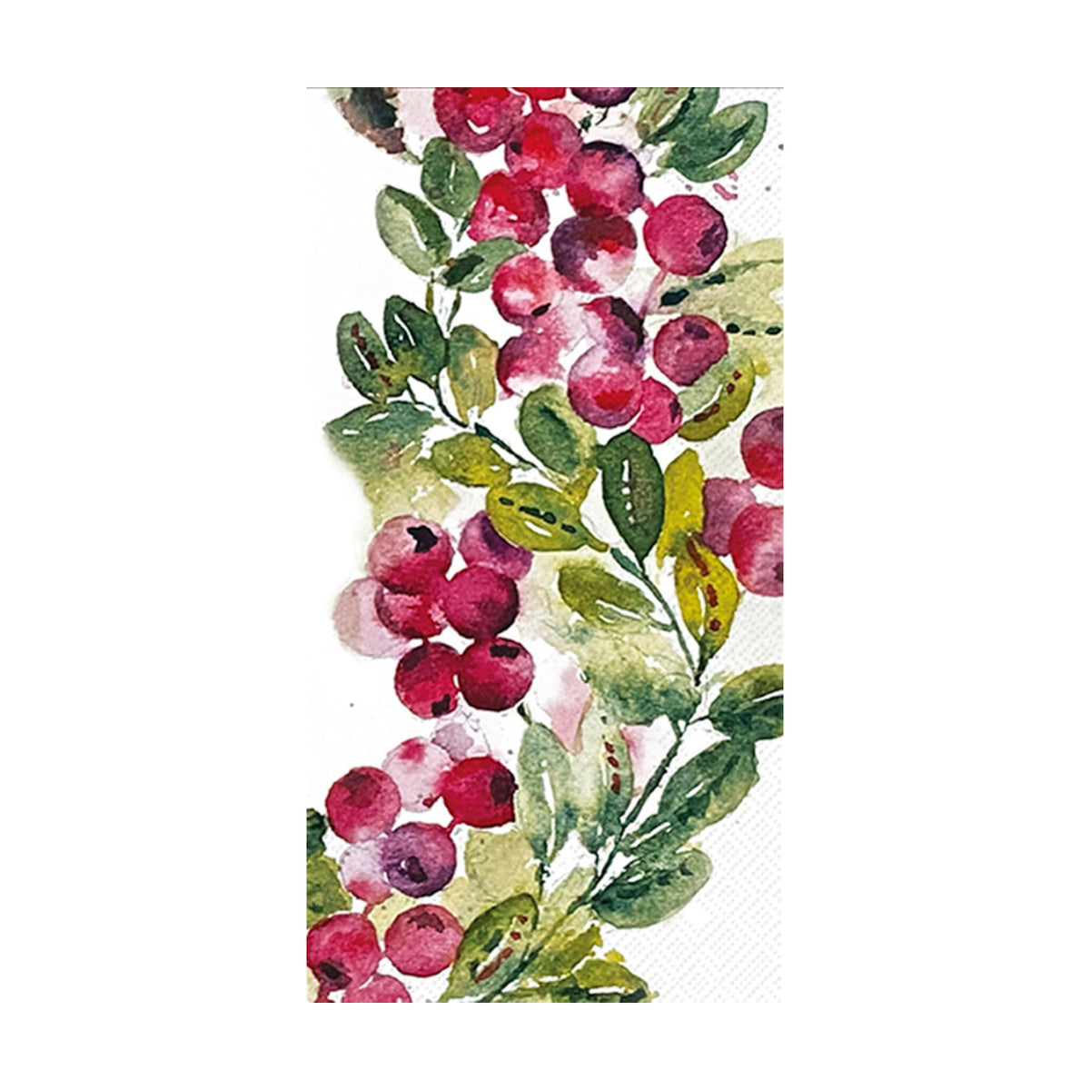 IHR Ideal Home Range Dinner Napkins Disposable 3-Ply Paper Hand Towels, 8.5" x 4.5", Cranberry Wreath, 16-Count