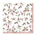 IHR Ideal Home Range Party Napkins Disposable 3-Ply Paper Lunch Napkin Pack, 6.5" x 6.5", Christmas Ilex Berries, 20-Count