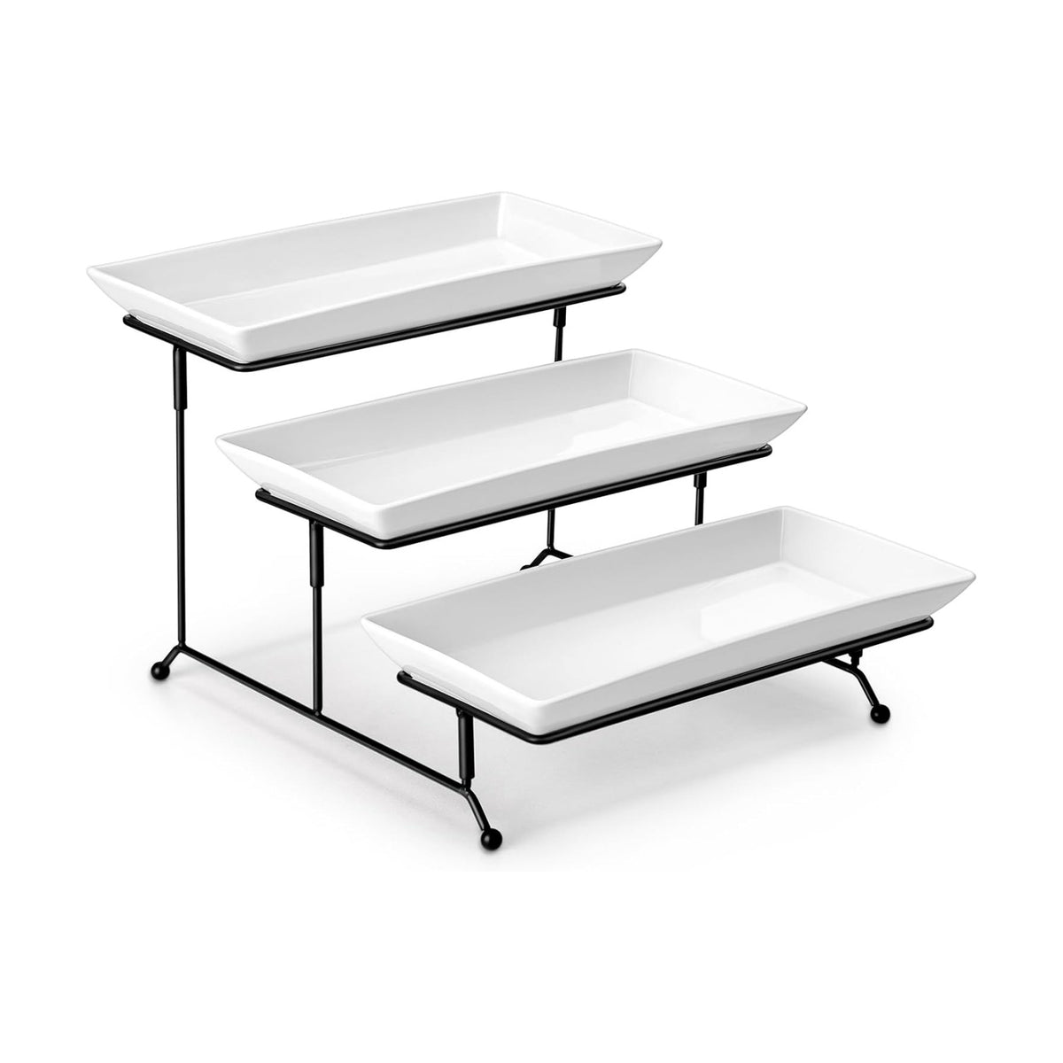 MALACASA 3 Tier Serving Trays, White Porcelain Serving Platters, 12 Inch