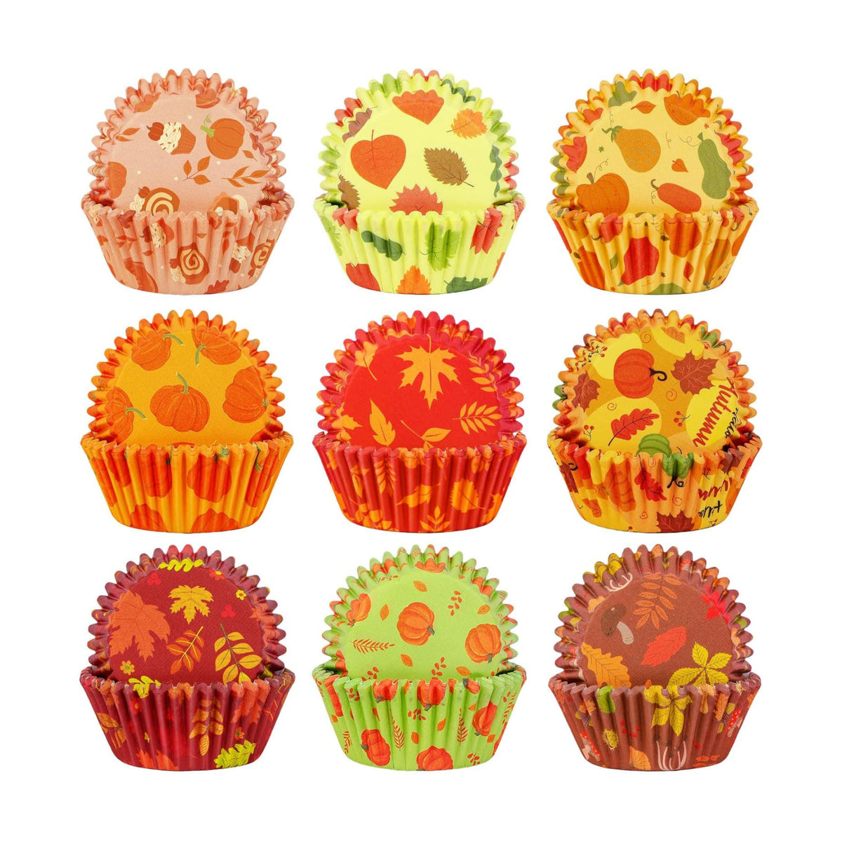 SANNIX 450pcs Fall Cupcake Liners, Pumpkin Maple Leaf Cake Baking Cups