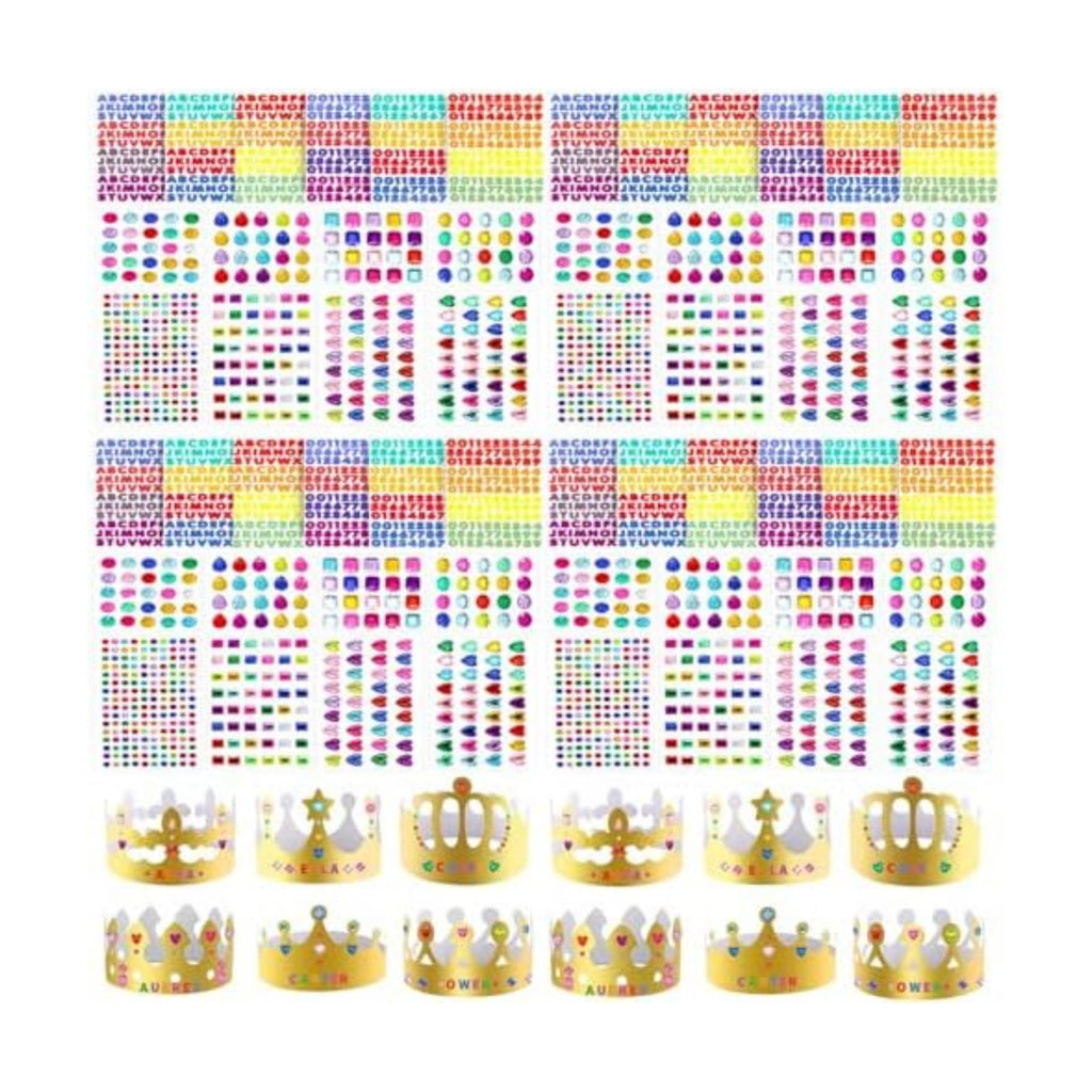 152 Pcs Paper Crowns for Kids Boys Girls Adults Princess Prince King, Classroom Crown, Birthday Party Hats with Gold Gem Jewels Number Letter Stickers, DIY Decor Favor Supplies