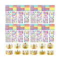 152 Pcs Paper Crowns for Kids Boys Girls Adults Princess Prince King, Classroom Crown, Birthday Party Hats with Gold Gem Jewels Number Letter Stickers, DIY Decor Favor Supplies