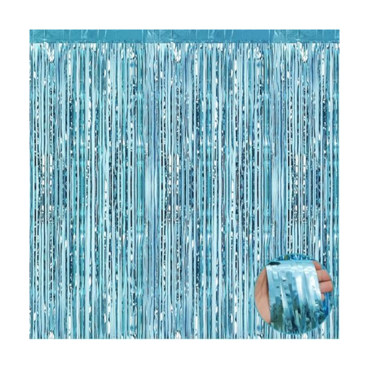 4 Pack Light Blue Foil Fringe Curtain Backdrop, 3.28Ft x 8.2Ft Metallic Tinsel Foil Fringe Streamer Curtains for Photo Booth Props, Birthday, Wedding, Christmas Decoration Party Supplies New