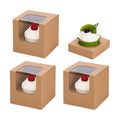 NPLUX 25 Pack Pre - Assembled Individual Cupcake Boxes Brown with Inserts