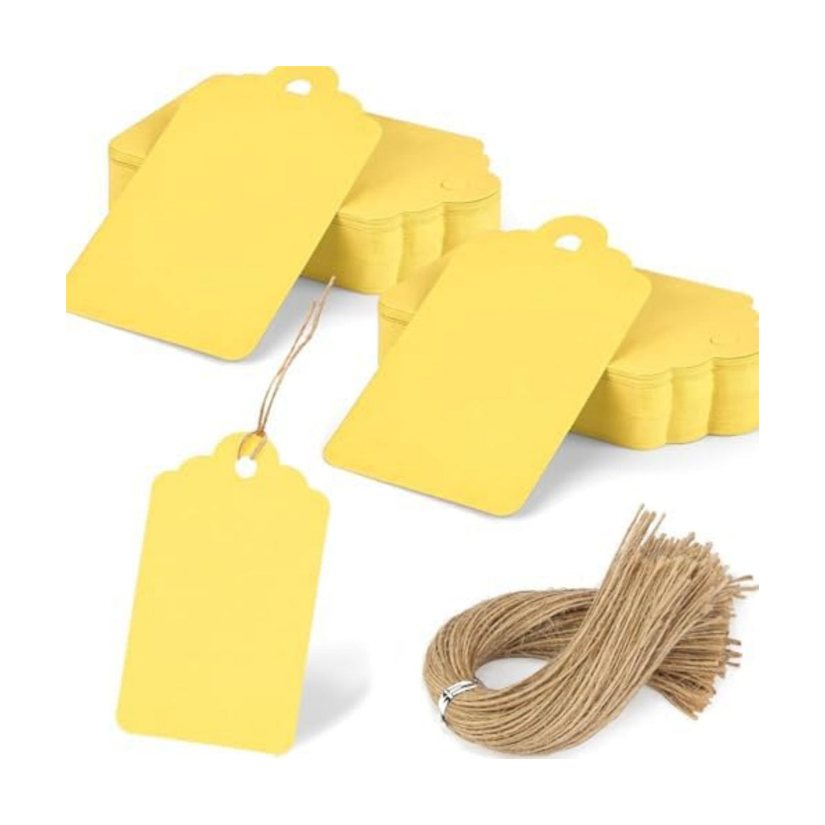 SallyFashion 120Pc Yellow Gift Tags with String, 1.6 X 2.8 inch