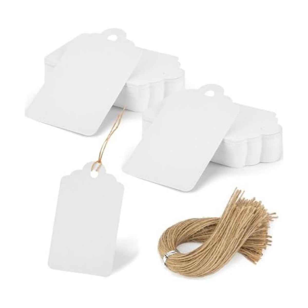 SallyFashion 120Pcs White Gift Tags with String, 1.6 X 2.8 inch