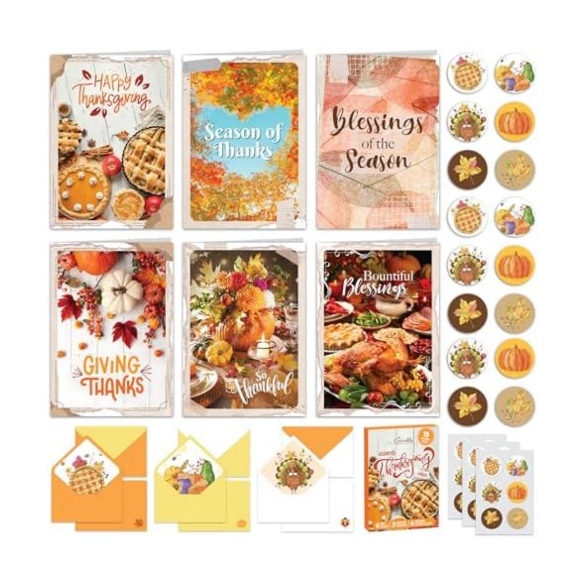 Decorably 18 Pack 5x7in Happy Thanksgiving Cards with Envelopes & Stickers