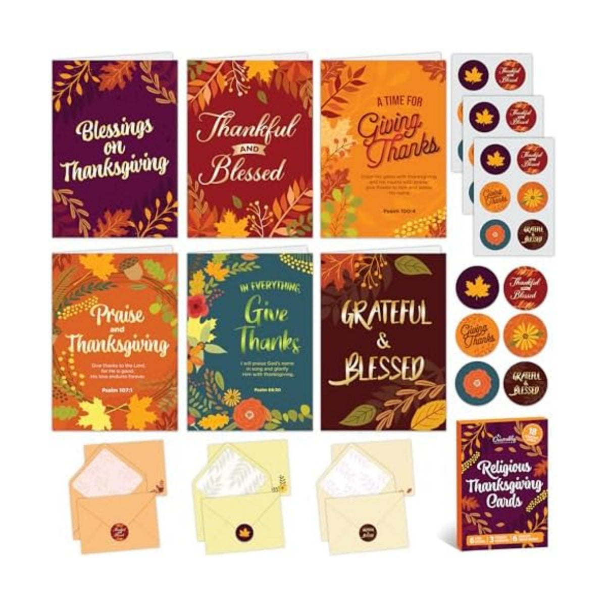 Decorably 18 Pack Foiled 5x7in Thanksgiving Cards Religious