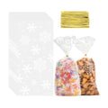 Snowflake Christmas Treat Bags, 200PCS Winter Cellophane Bags, Plastic Xmas Clear Frozen Cookie Candy Snack Goodie Gift Bag with Twist Ties for Christmas Winter Holiday Party Favors Supplies
