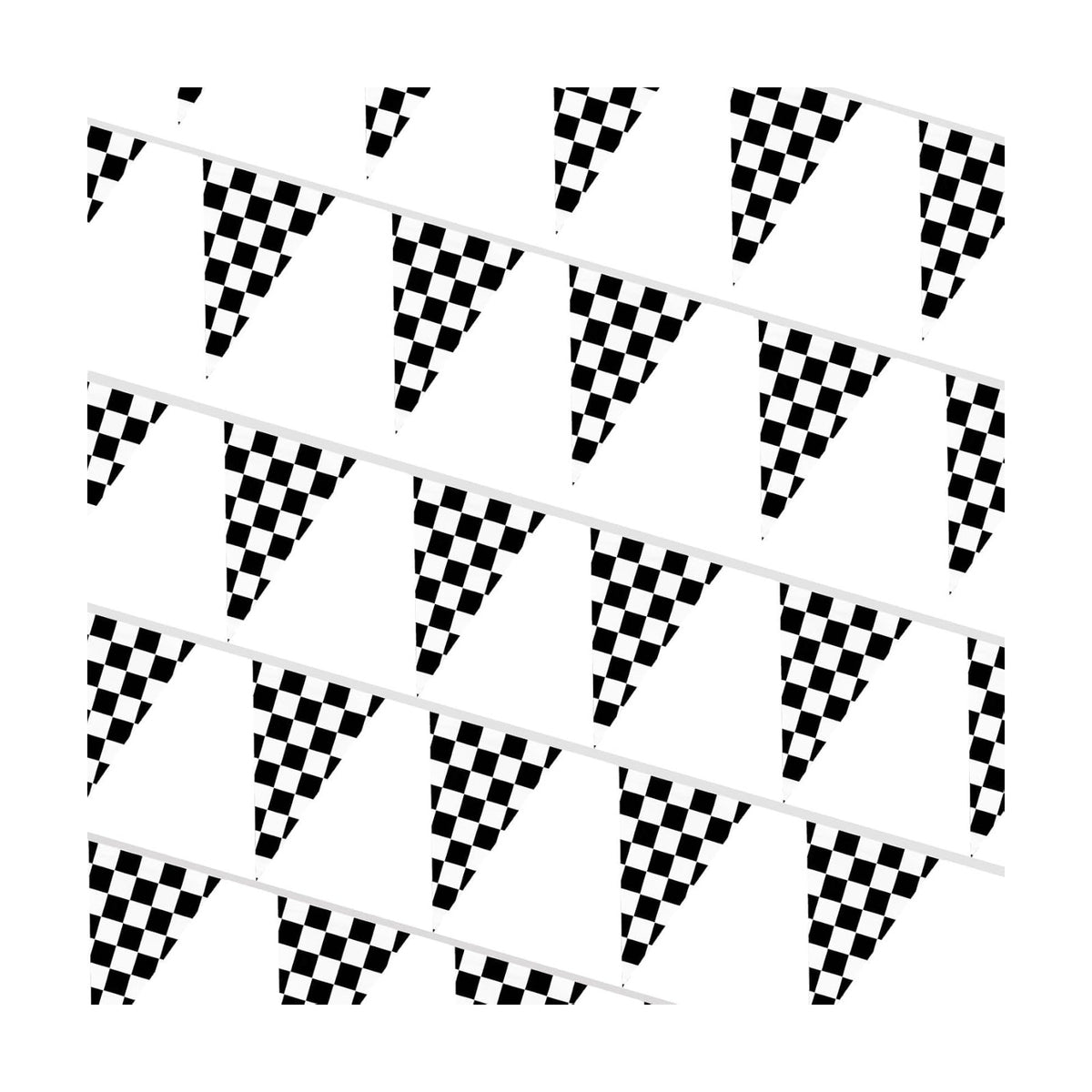 MAQIHAN 98ft Checkered Flag Banner - Black and White Racing Pennant Decor