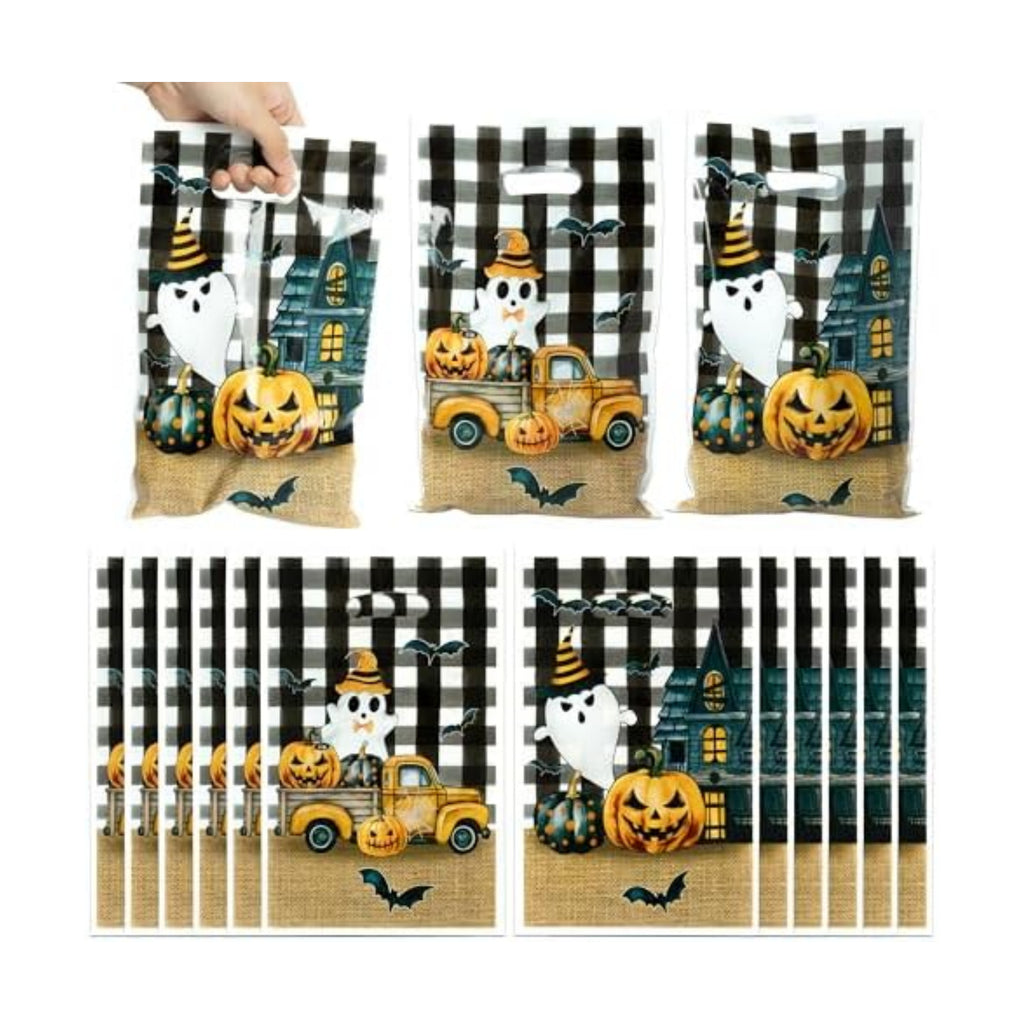 Haooryx Little Boo Pumpkin Party Favor Bags Halloween Plastic Gift Bags