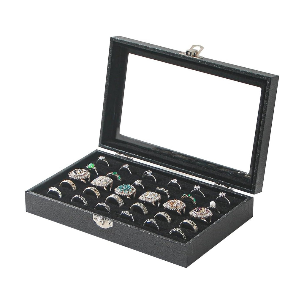 Ring Organizer Box for Jewelry,Rings Cufflinks Storage Case,Black