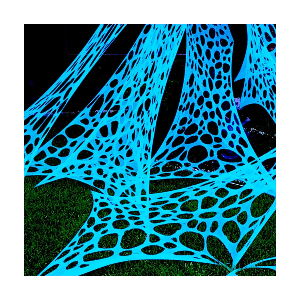 700 Sqft Glow-in-The-Dark Giant Spider Web Halloween Outdoor Decoration, Giant Outdoor Spider Decorations Set, with 3 Blacklight (24FT x 4FT)(White)