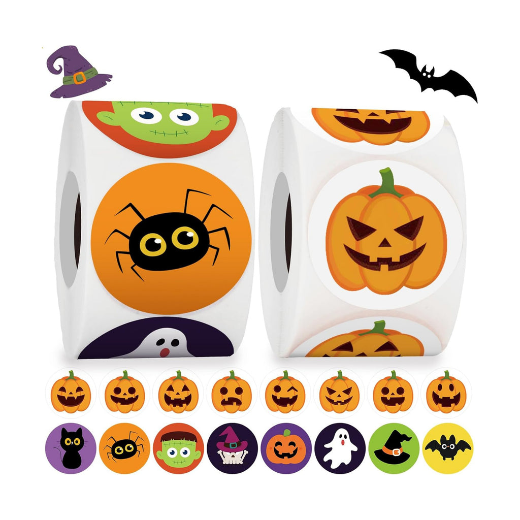 Anwyll 1000 Pcs Halloween Stickers - 1.5'' Pumpkin Stickers for Decorating