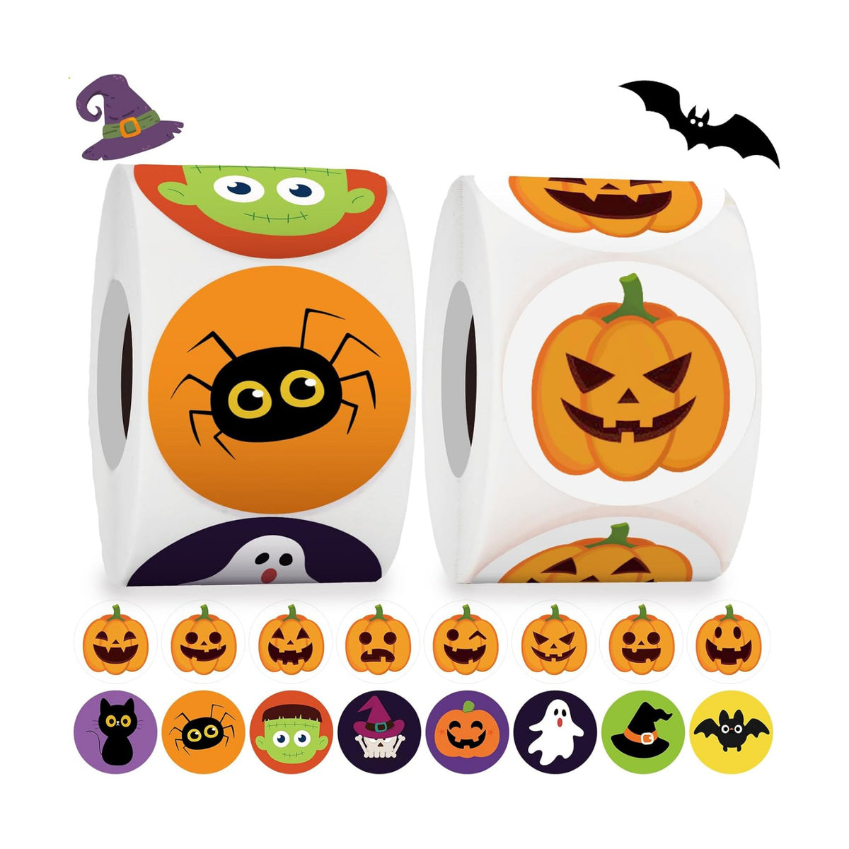 Anwyll 1000 Pcs Halloween Stickers - 1.5'' Pumpkin Stickers for Decorating