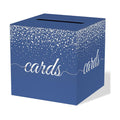 WNINK Blue Silver Cards Box, Cards Receiving Box For Birthday, Graduation, Wedding, Bridal or BabyShower,Anniversaries, Retirements, Engagement Party Decorations Supplies Money Box