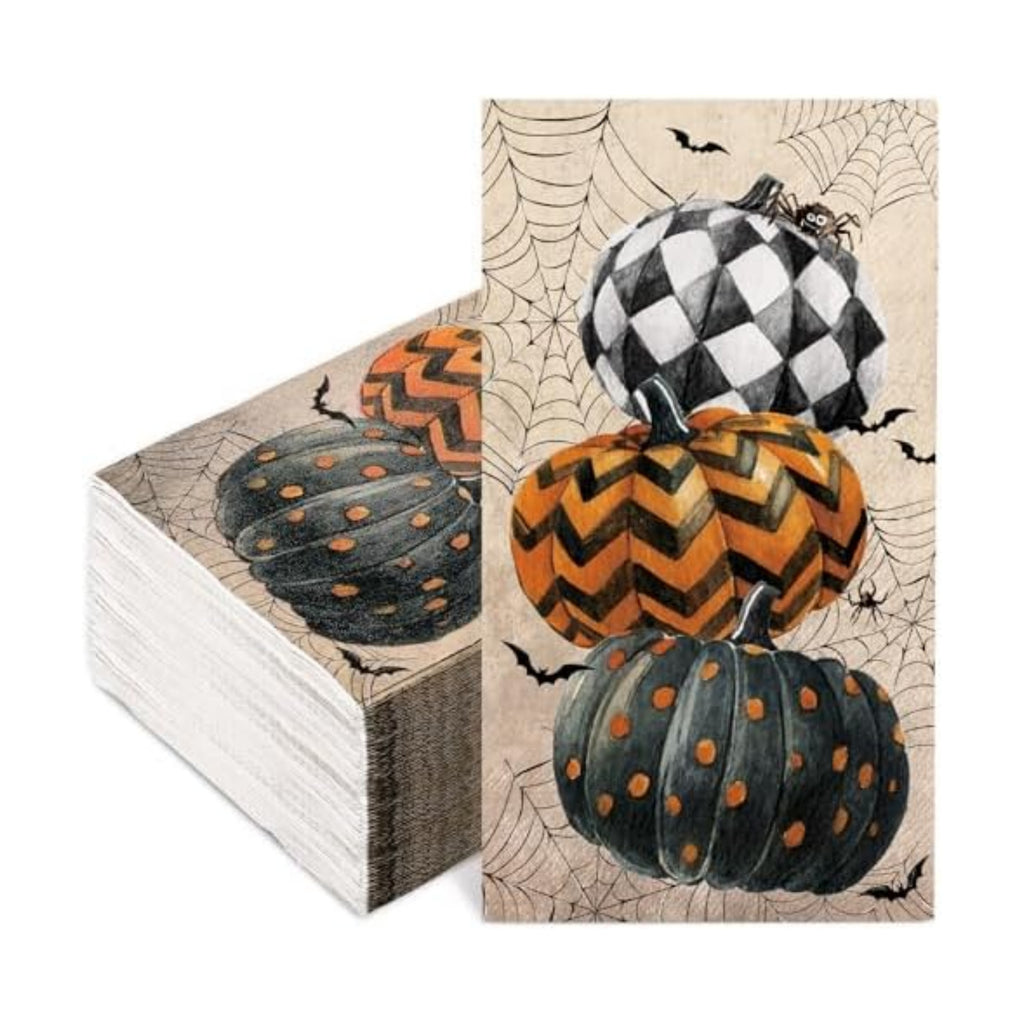 JarThenaAMCS 100Pcs Halloween Guest Napkins, Vintage Spiderweb Pumpkin
