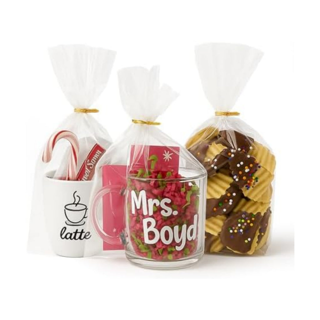 WIKDAY Cellophane Bags 100 PCS 8x11 Inches Clear Gift Treat Gags with Ties