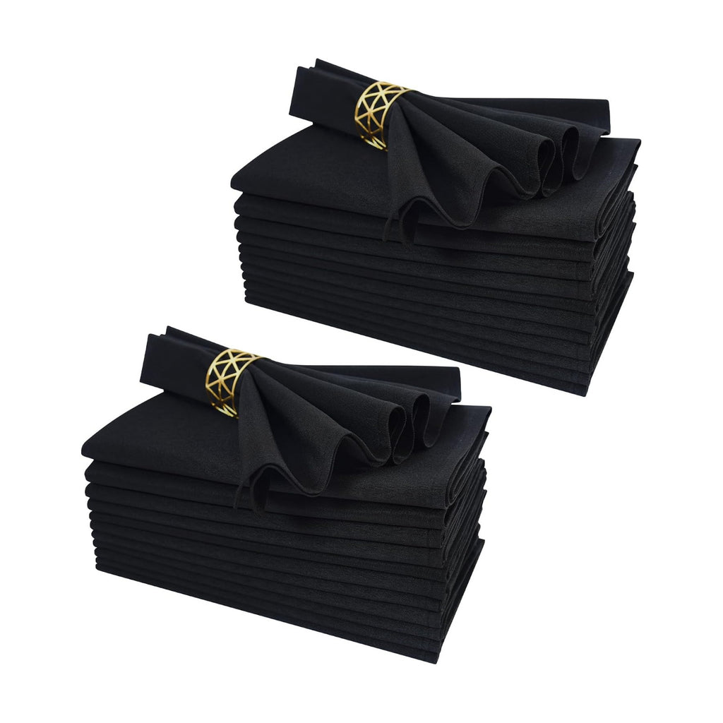 Black Cloth Napkins Set of 24 Washable Dinner Napkins, 18X18 in