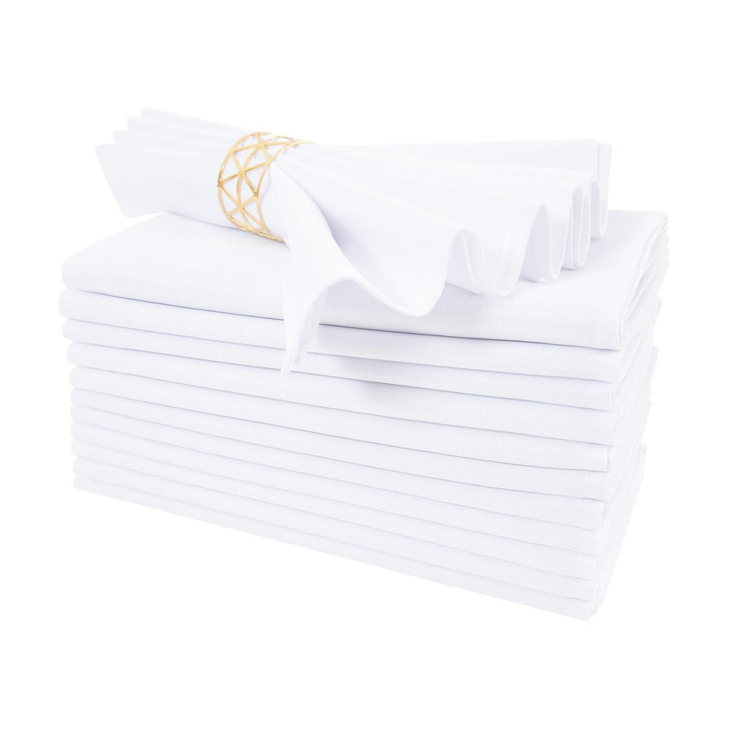 White Cloth Napkins Set of 12 Washable Dinner Napkins, 18X18 in