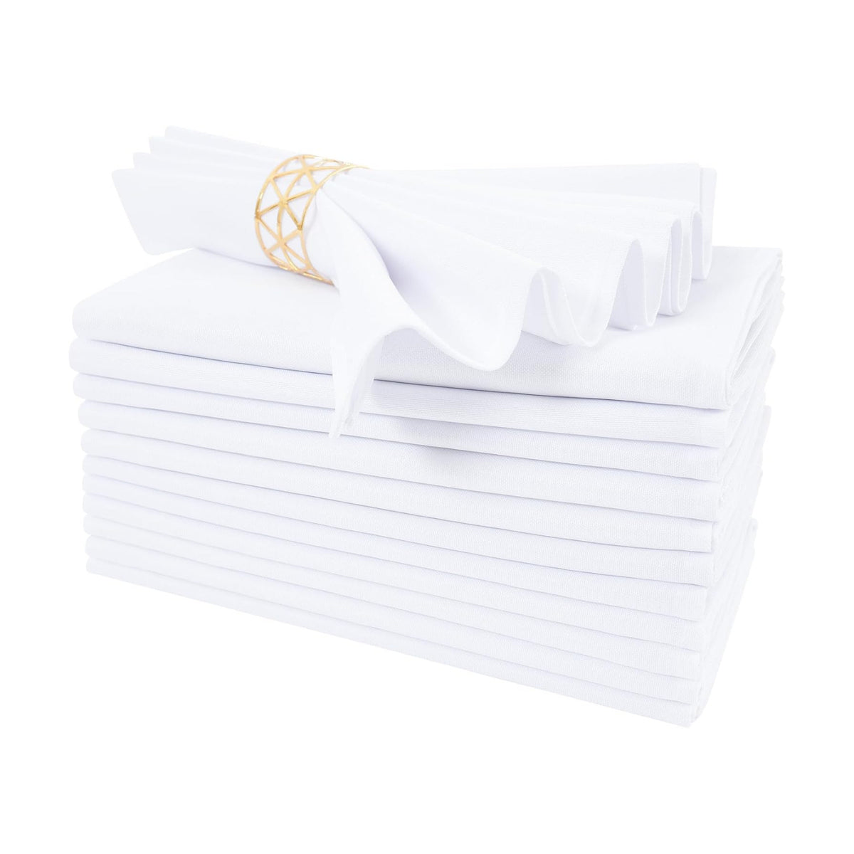White Cloth Napkins Set of 12 Washable Dinner Napkins, 18X18 in