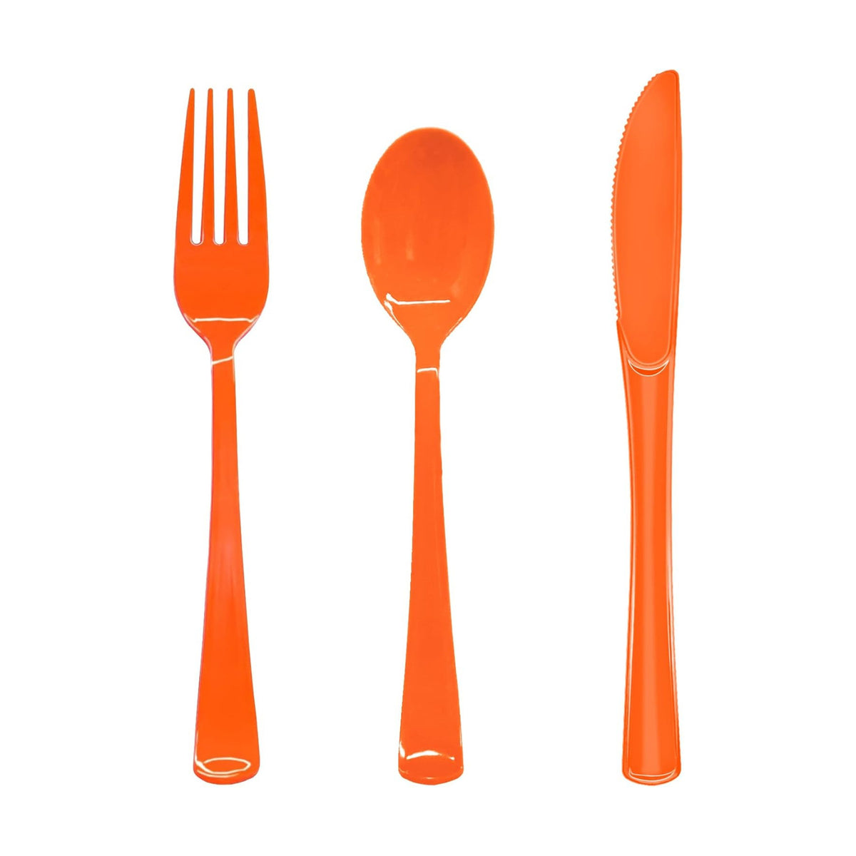 150 Pack Orange Plastic Silverware, Orange Plastic Cutlery Disposable Includes 50 Forks, 50 Spoons, 50 Knives for Birthday, Party, Holiday