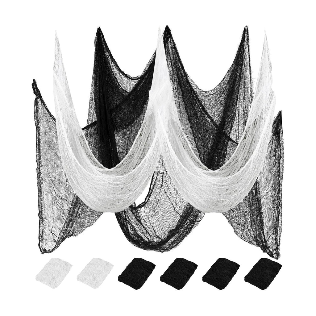 Yobbai 6 Pack Black Creepy Cloth - Halloween Decorations - 30x72 Inch Cotton Fabric - Spooky & Creepy for Indoor/Outdoor Haunted House & Party