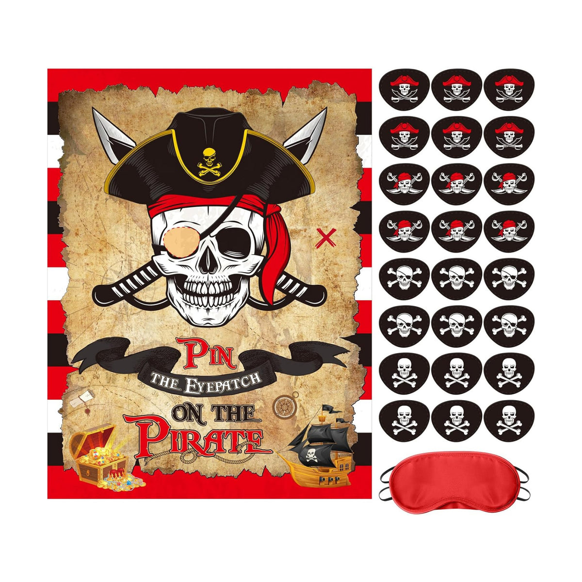 Faccito Pirate Party Games Pin The Eye Patch on The Pirates Birthday Decor