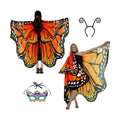 Adult Butterfly Costume Women Monarch Butterfly Wings Cape Shawl Halloween 3Pcs Mask Hairband