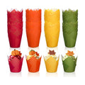 Whaline 200Pcs Fall Tulip Cupcake Liners Autumn Greaseproof Paper Baking Cups Red Orange Yellow Green Muffin Cupcake Wrappers for Thanksgiving Wedding Birthday