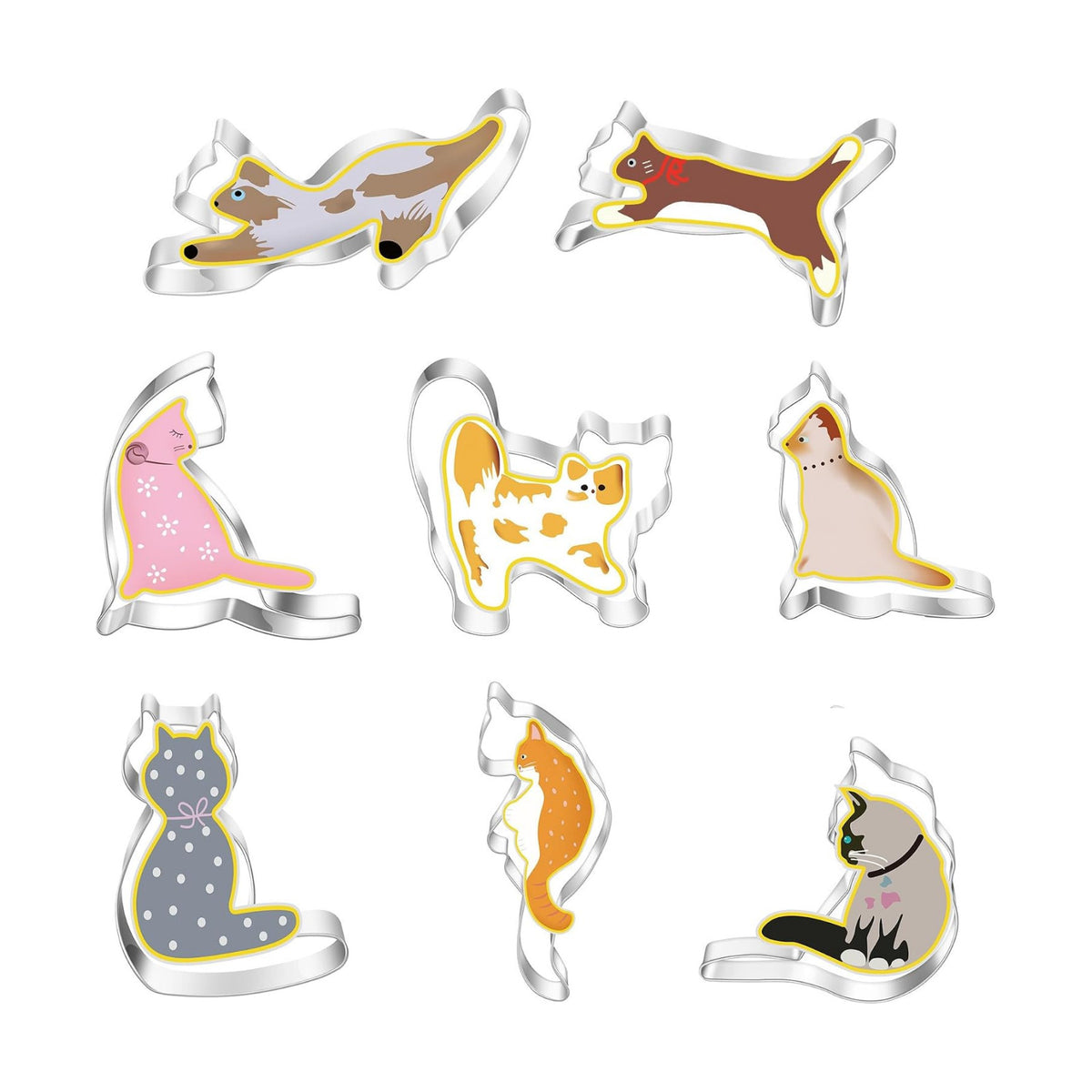 MrCookie Cat Shaped Cookie Cutters Set,Stainless Steel.