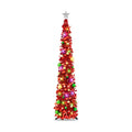 N&T NIETING Pop Up Christmas Tree with Lights & Ornaments, 6FT, Red