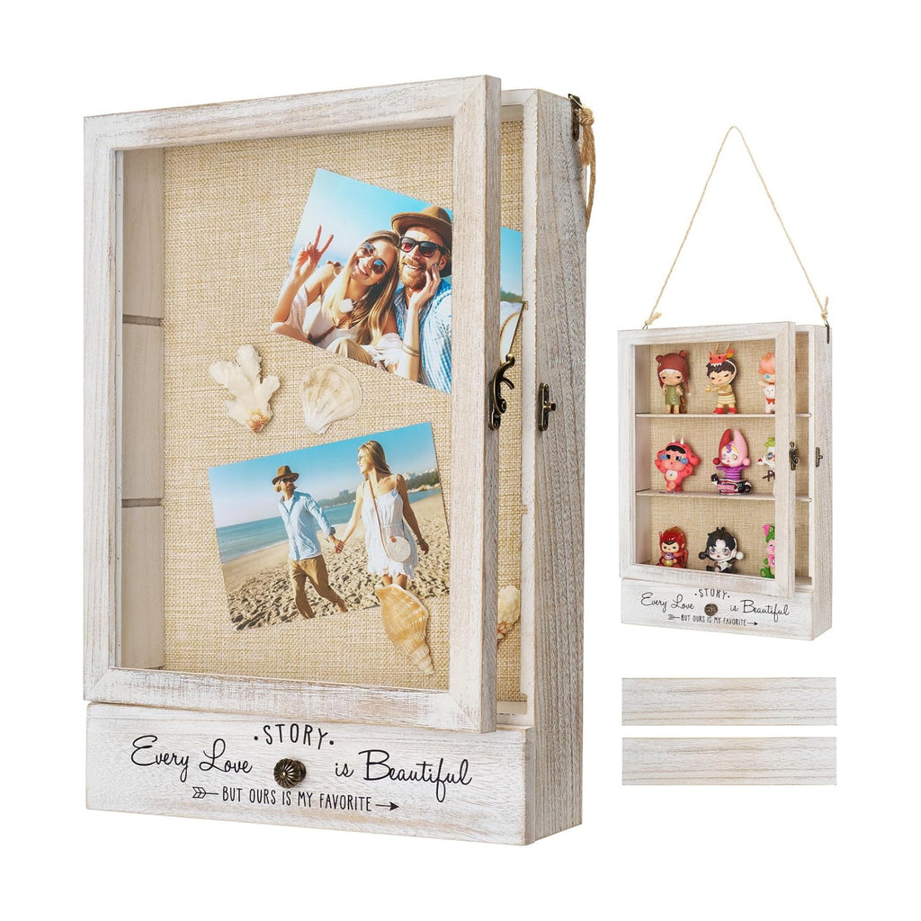 AW Bridal 11x16 Wedding Shadow Box Display Case, Bridal Shower Gifts, White