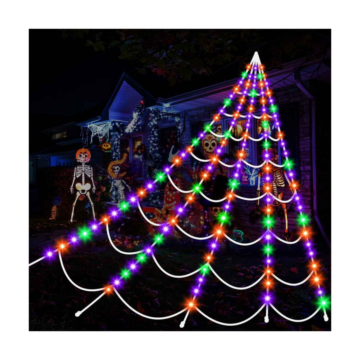 Light Up Halloween Spider Web: Halloween Decoration Outdoor LED Giant Web