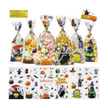 QOIUSO Halloween Cellophane Treat Bags: 54Pcs Clear Halloween Trick or Treat Goodie Bags with 60Pcs Twist for Candy Cookies Gifts Packaing, Kids Party Favor Bags (10.8 * 5.1in)