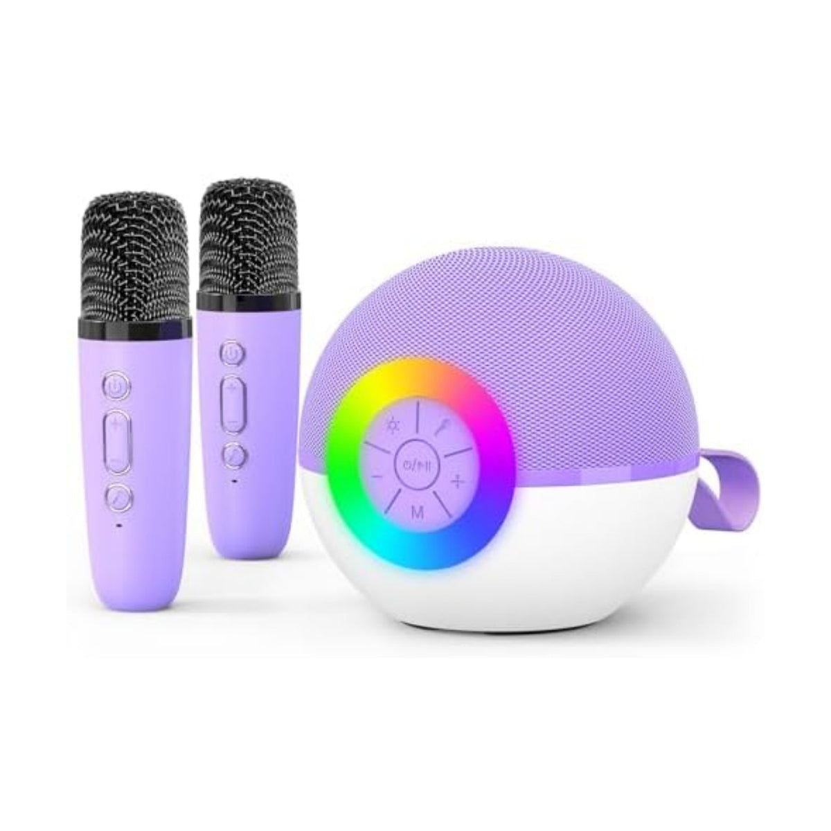 goopow Mini Karaoke Machine Speaker for Kids Adults, Portable Bluetooth Microphone Song Toys with LED Light, Best Chritmas Birthday Festival Gift for 3 4 5 6 7 8+ Year Old Girls Boys (Purple-2MIC)