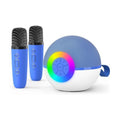 goopow Mini Karaoke Machine Speaker for Kids Adults, Portable Bluetooth Microphone Song Toys with LED Light, Best Chritmas Birthday Festival Gift for 3 4 5 6 7 8+ Year Old Girls Boys (Blue-2MIC)