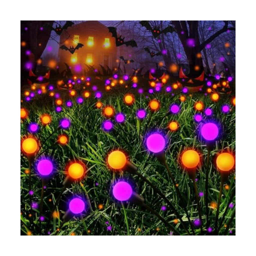 6 Pack Halloween Decorations Outdoor Solar Firefly Lights Orange Purple