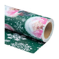 WRAPAHOLIC 30 Inch Jumbo Reversible Christmas Wrapping Paper - 30 Inch x 100 Feet Jumbo Roll Green and Pink Elk Snow Globe and Snowflake Design for Christmas, Holiday